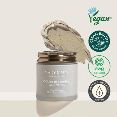 Mary&May CICA TeaTree Soothing Wash off Pack 125g – глиняна маска з центеллою