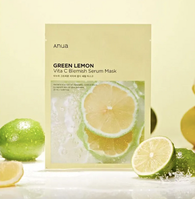Anua Green Lemon Vita C Blemish Serum Mask – освітлююча тканинна маска з вітаміном С