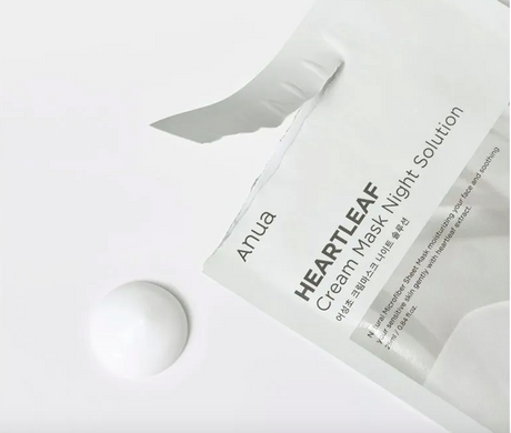 Anua Heartleaf Cream Mask Night Solution Pack – тканинна маска з кремовою есенцією з хауттюйнією