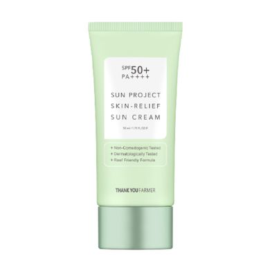 THANK YOU FARMER Sun Project Skin Relief Sun Cream – сонцезахисний крем з центеллою SPF50+ PA++++