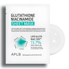 APLB Glutathione Niacinamide Sheet Mask – освітлювальна тканинна маска з глутатіоном та ніацинамідом