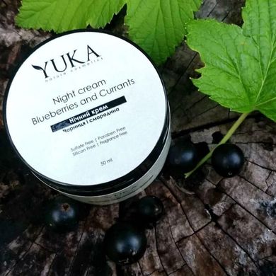 Yuka — нічний крем з гіалуроновою кислотою «Чорниця і смородина»